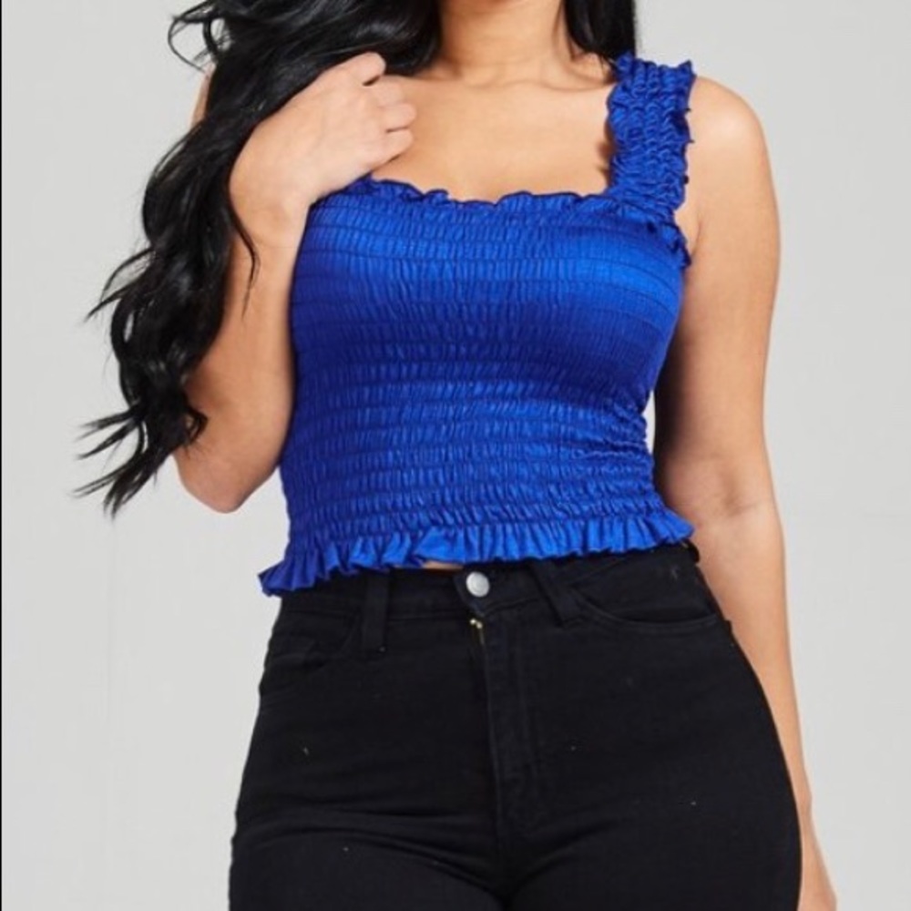 Royal Blue Solid Mock Top